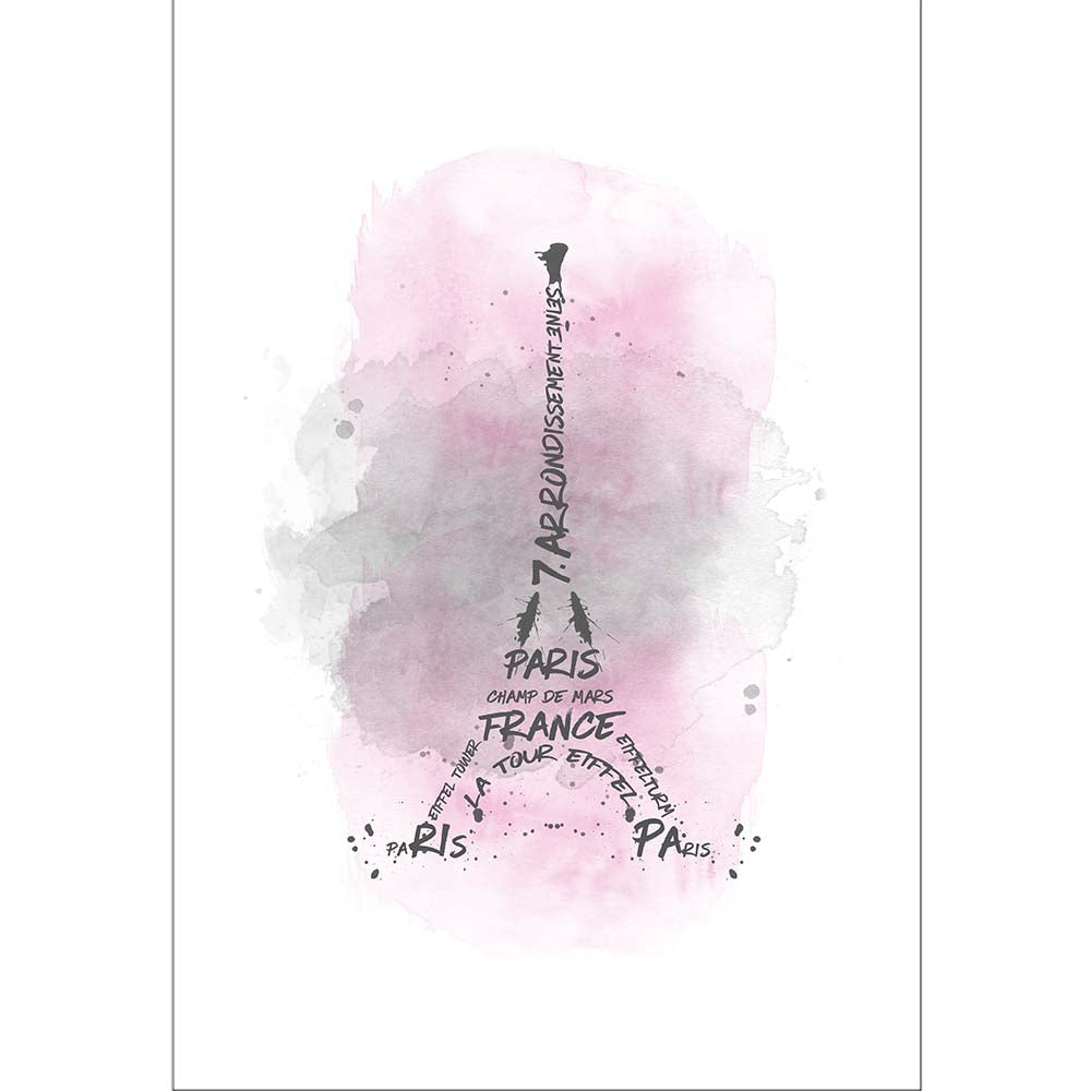 Watercolor Art Eiffel Tower Pink