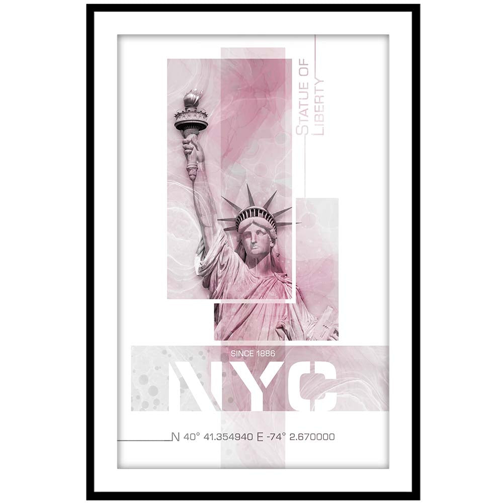 Poster Art NYC Statue of Liberty - pink marble