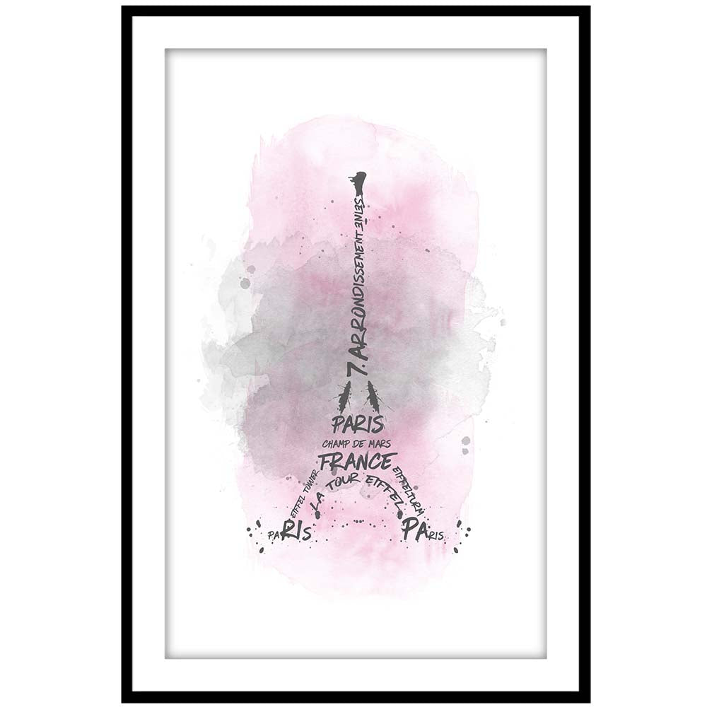 Watercolor Art Eiffel Tower Pink