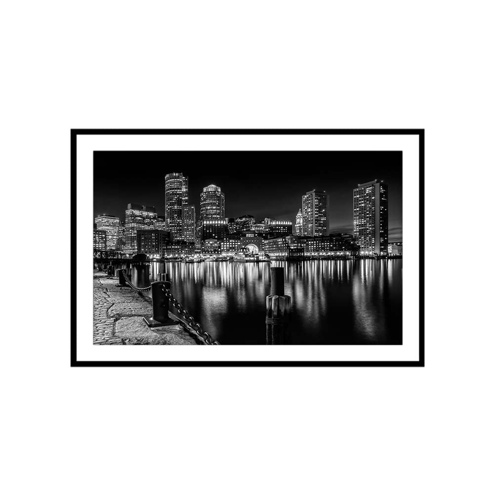 Boston Fan Pier Park & Skyline at night