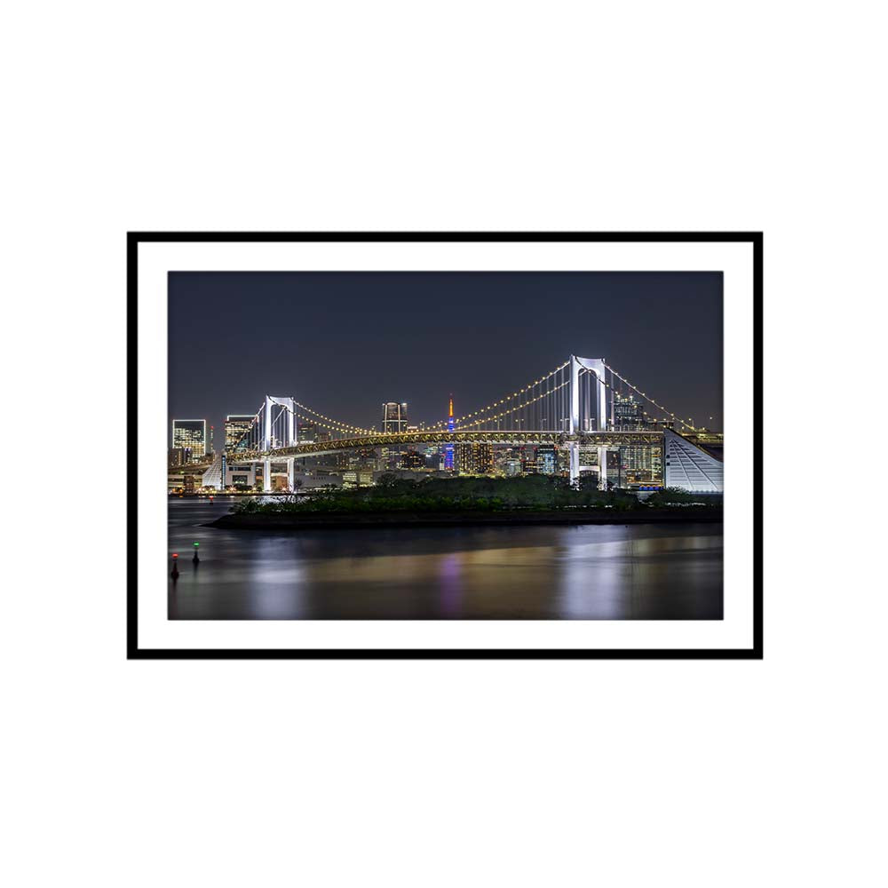 Striking Rainbow Bridge and Tokyo Skyline at night