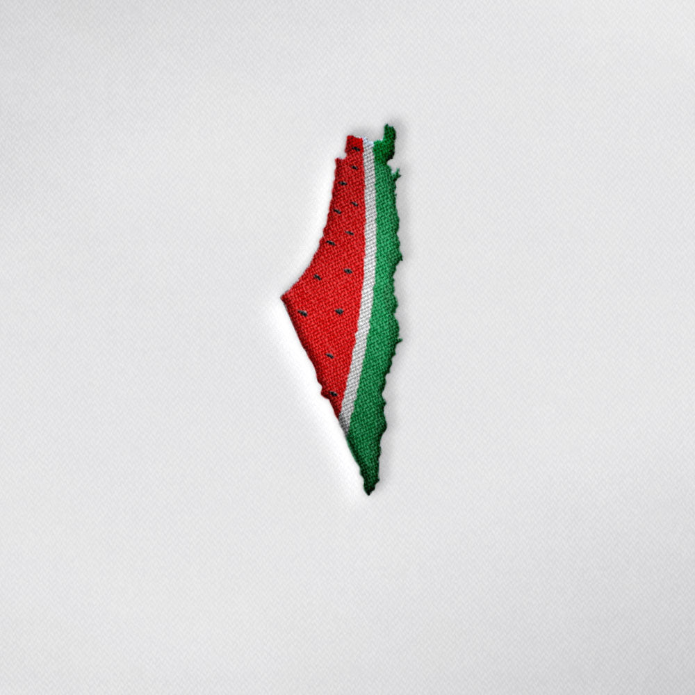 Jubilee - Women’s White T-Shirt Dress with Palestine Map Embroidery in Flag Colors