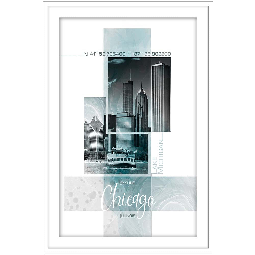 Poster Art CHICAGO Skyline - turquoise marble