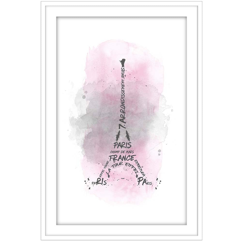 Watercolor Art Eiffel Tower Pink