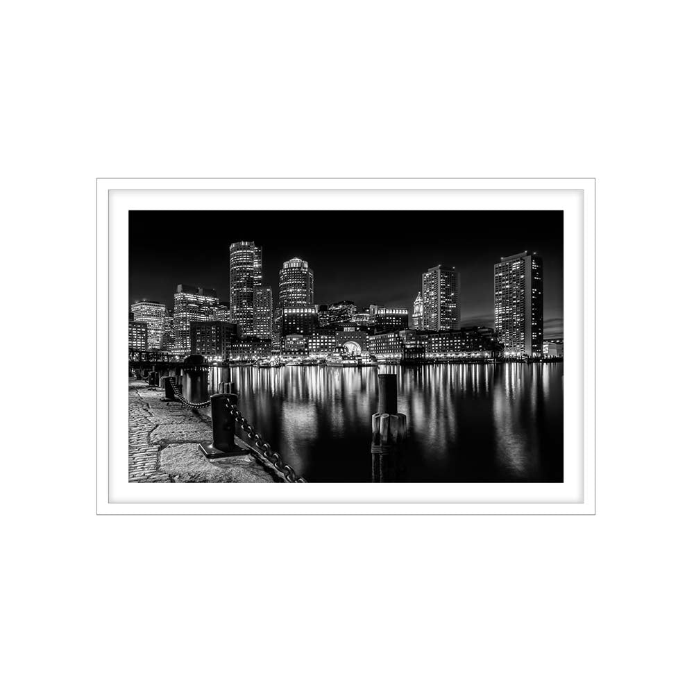 Boston Fan Pier Park & Skyline at night