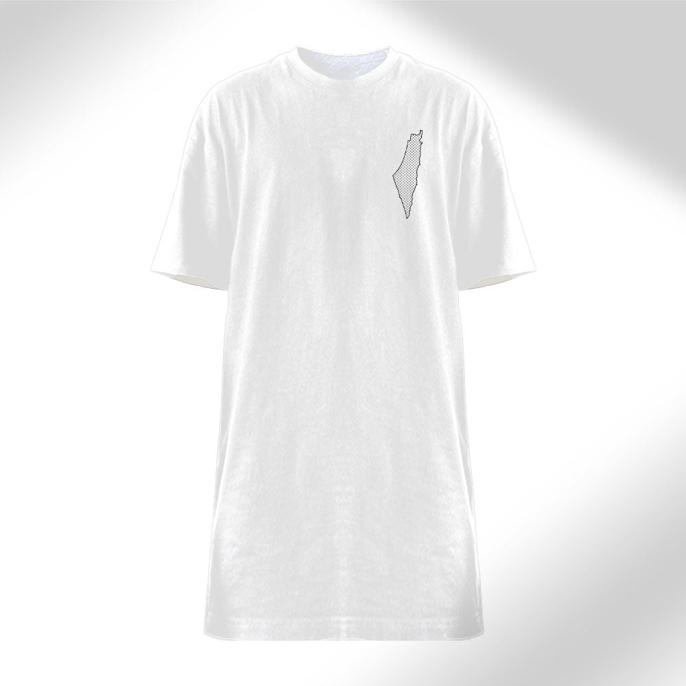 Free The Boundaries - Palestine Map Front Embroidered Woman’s T-shirt Dress Black/White