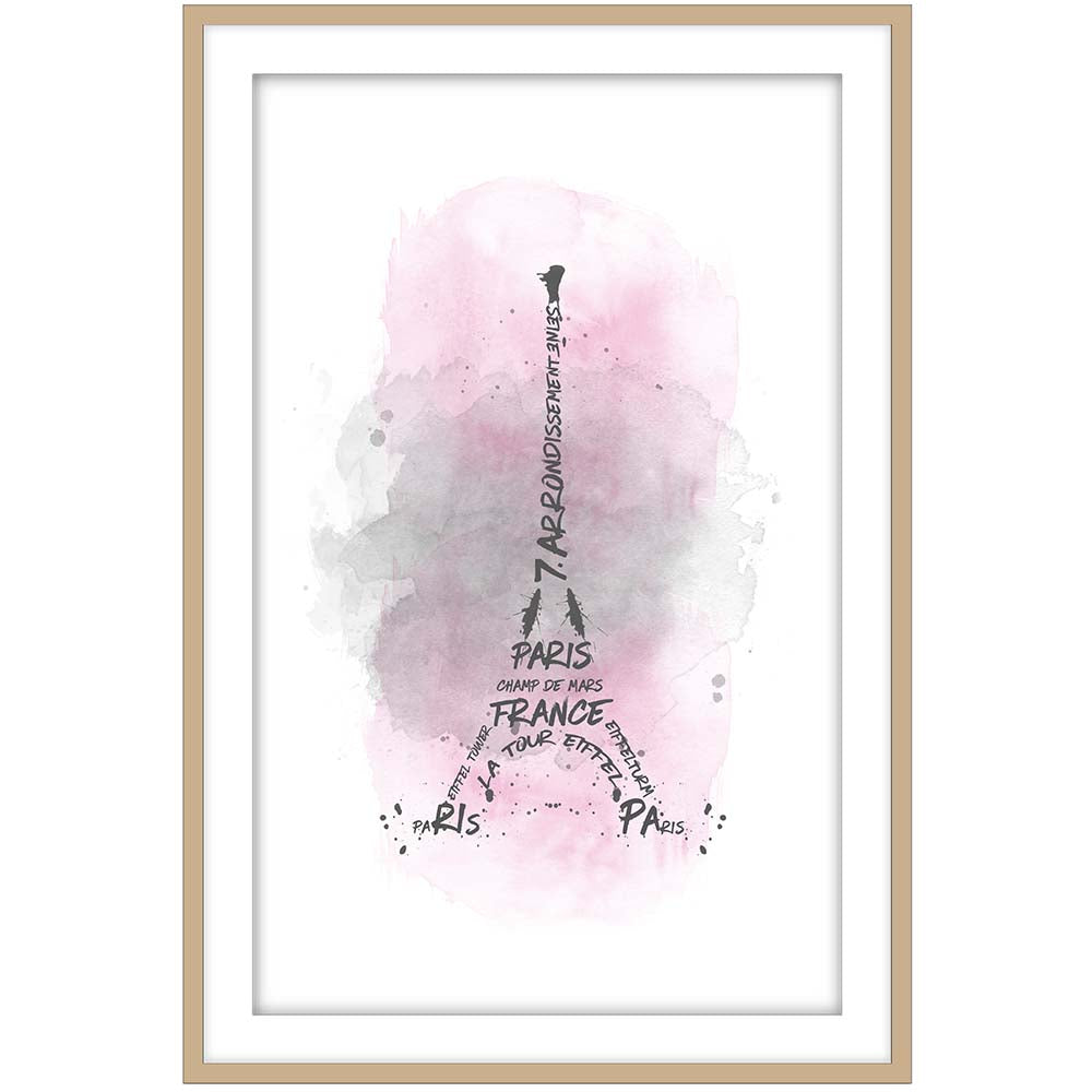 Watercolor Art Eiffel Tower Pink