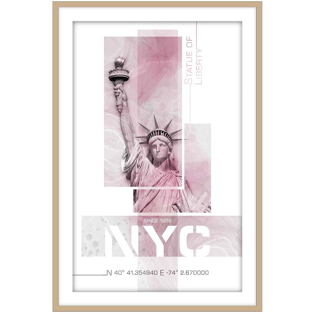 Poster Art NYC Statue of Liberty - pink marble