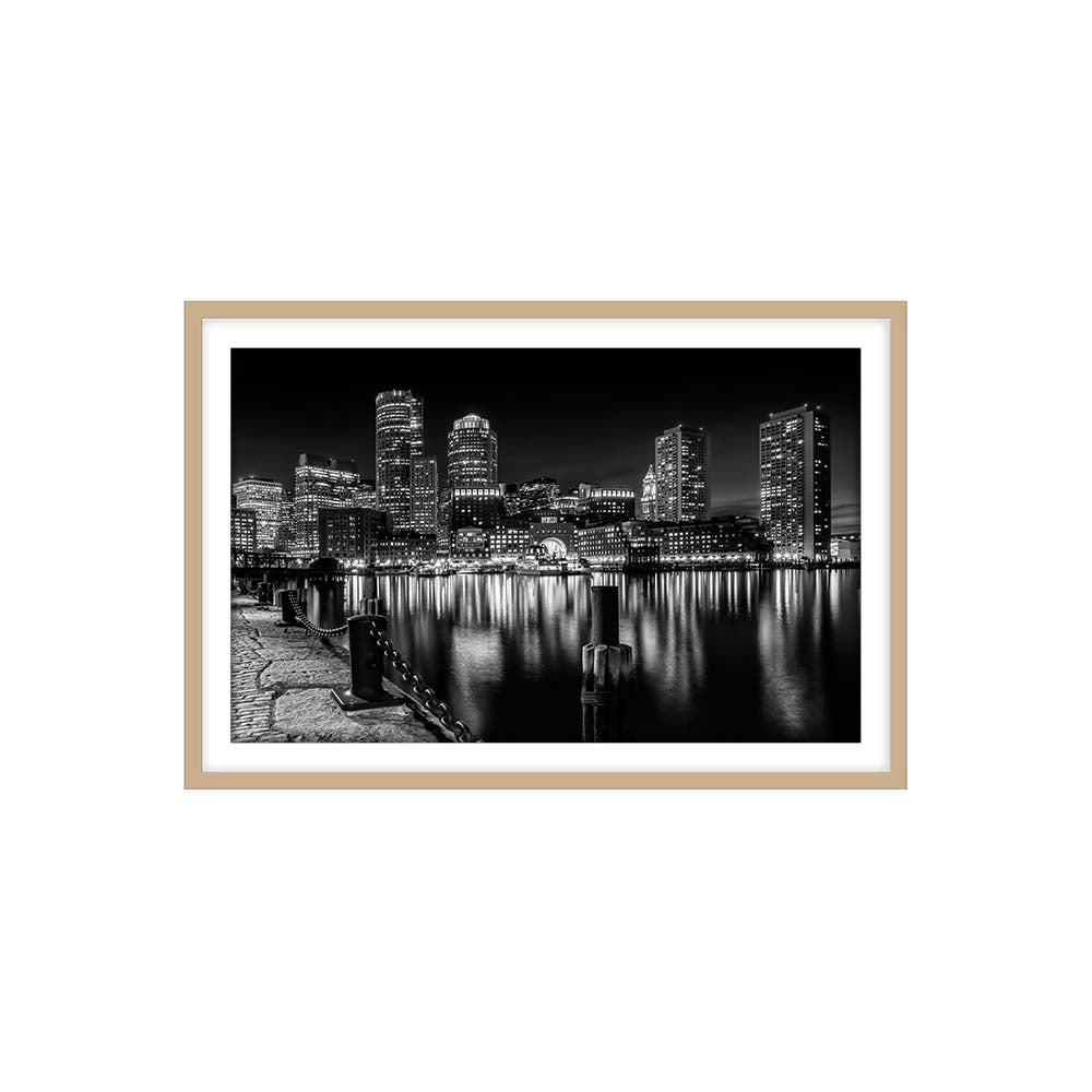 Boston Fan Pier Park & Skyline at night