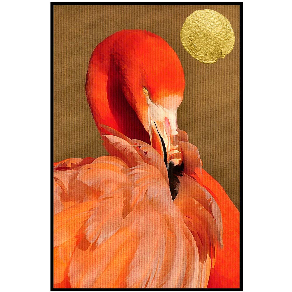 Flamingo With Golden Sun