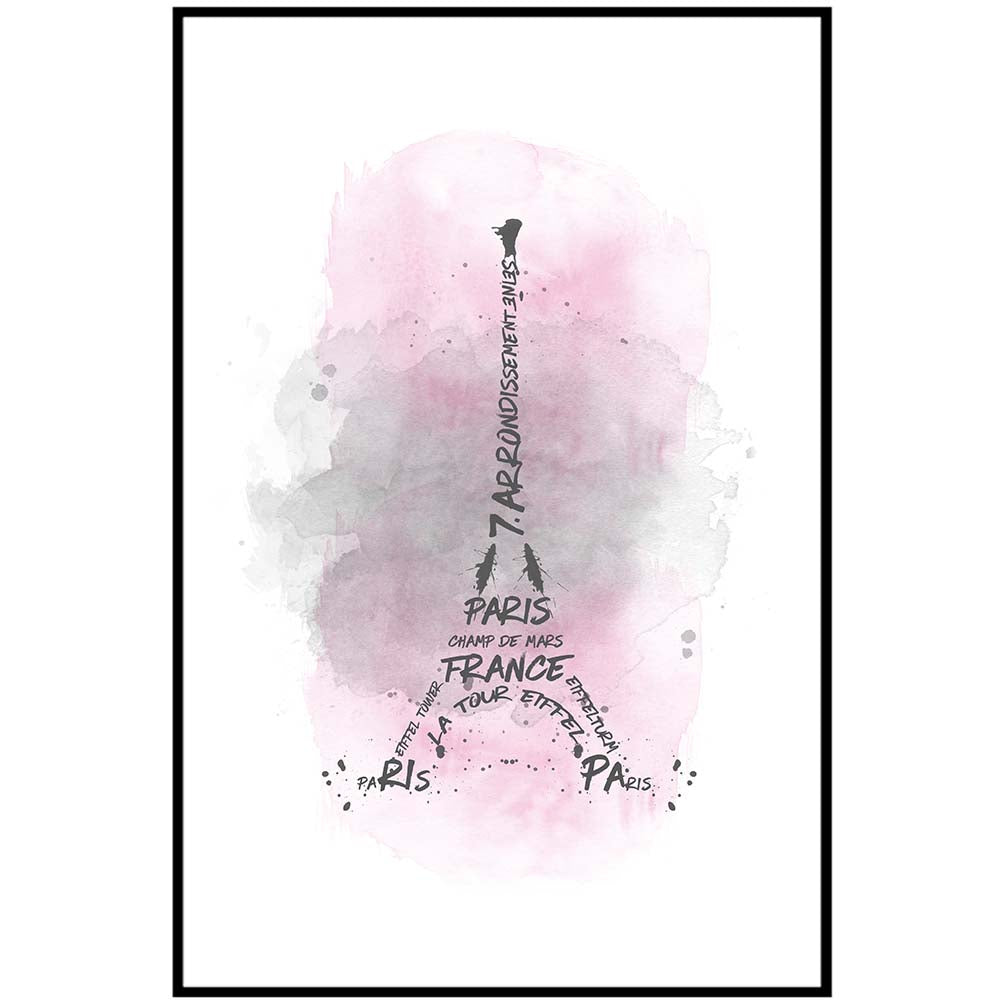 Watercolor Art Eiffel Tower Pink
