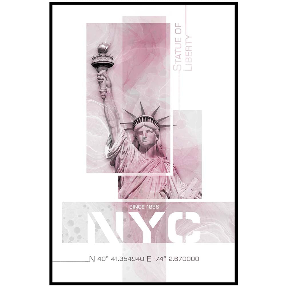 Poster Art NYC Statue of Liberty - pink marble