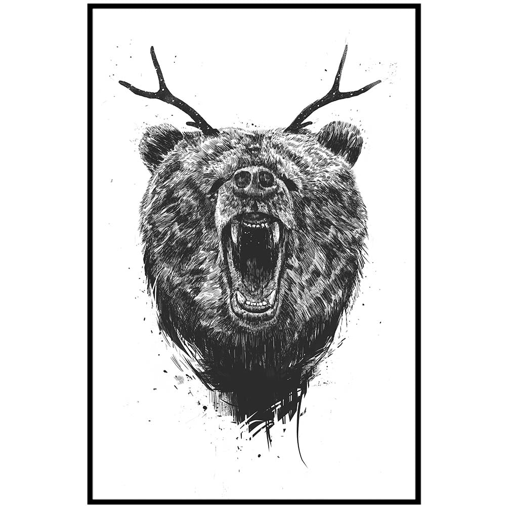 Angry Bear With Antlers