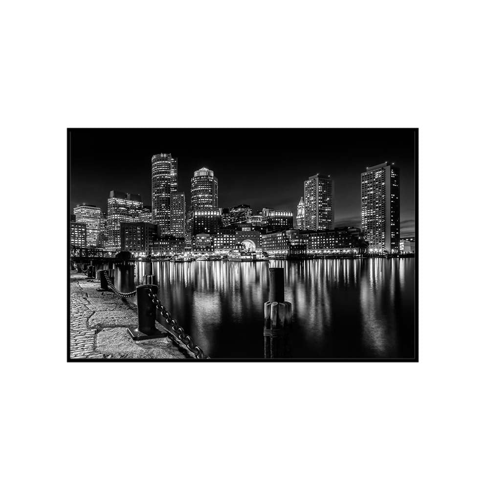 Boston Fan Pier Park & Skyline at night