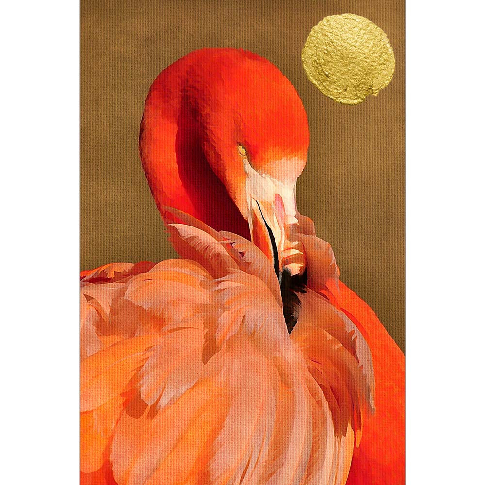 Flamingo With Golden Sun