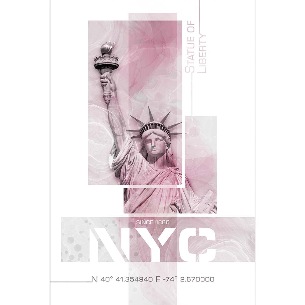 Poster Art NYC Statue of Liberty - pink marble