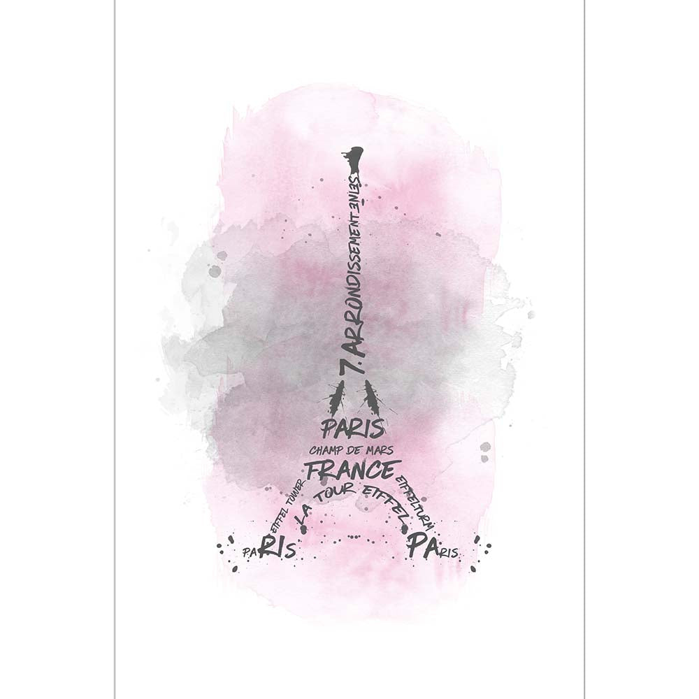 Watercolor Art Eiffel Tower Pink