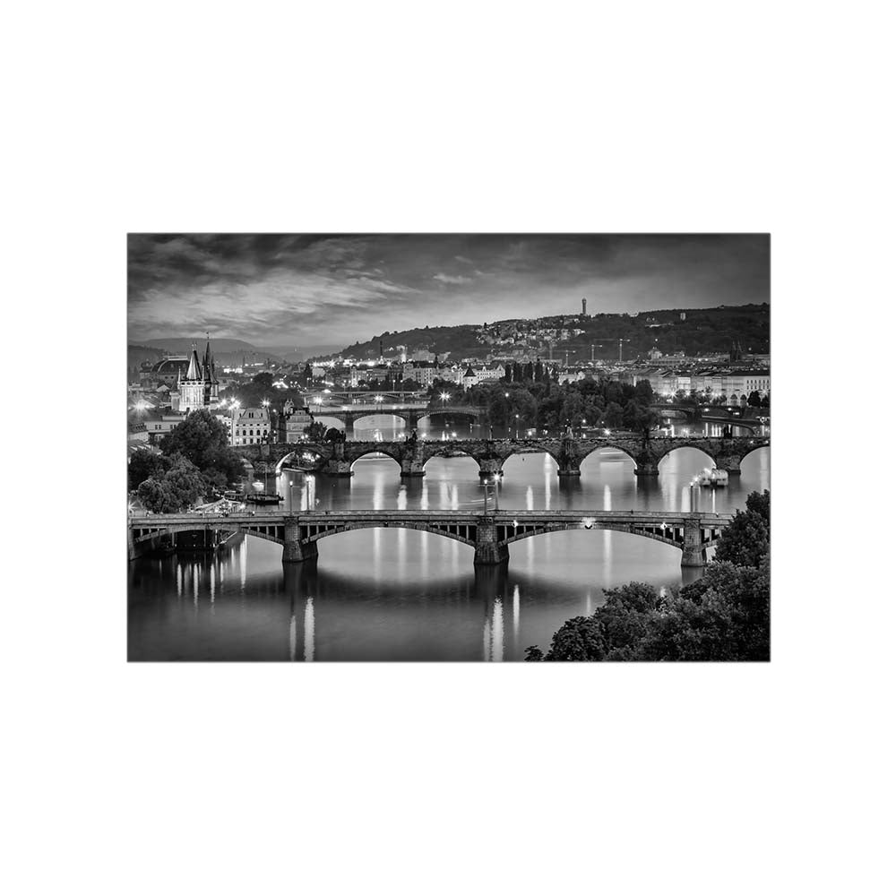 Evening view over the Vltava bridges in Prague