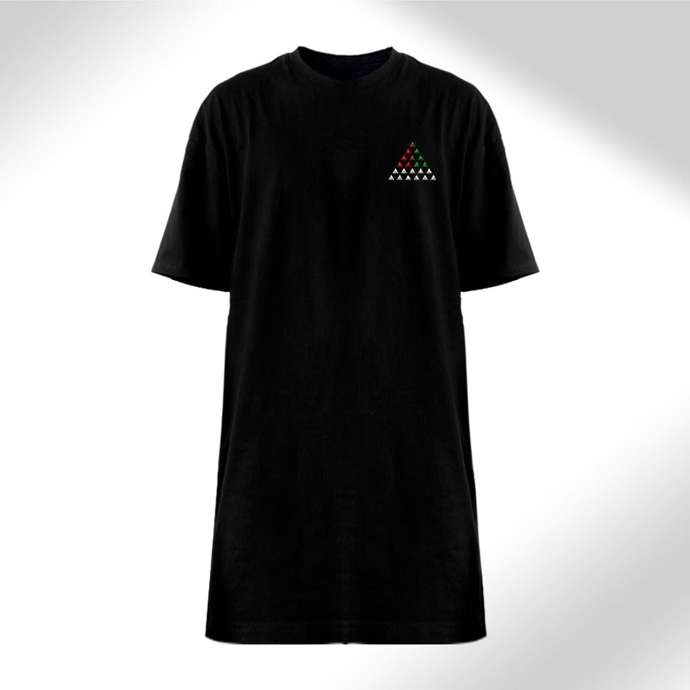 Libre Palestine - Women’s Black T-Shirt Dress with Front Embroidery & Back Graphic Print
