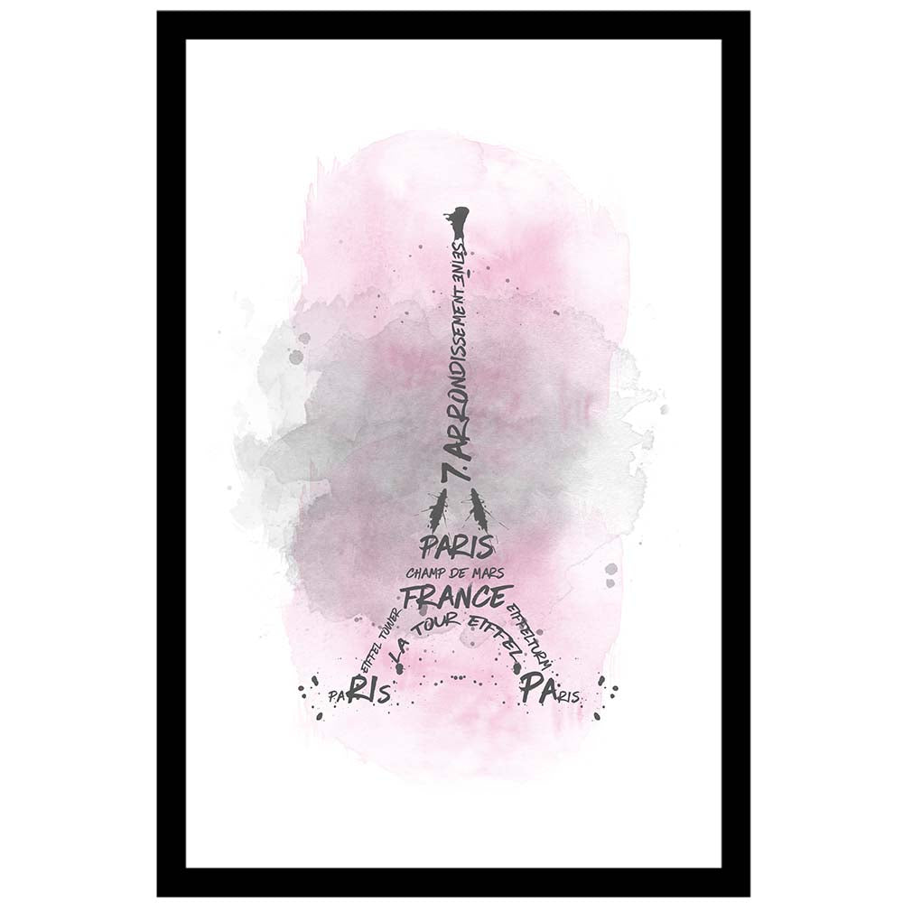 Watercolor Art Eiffel Tower Pink