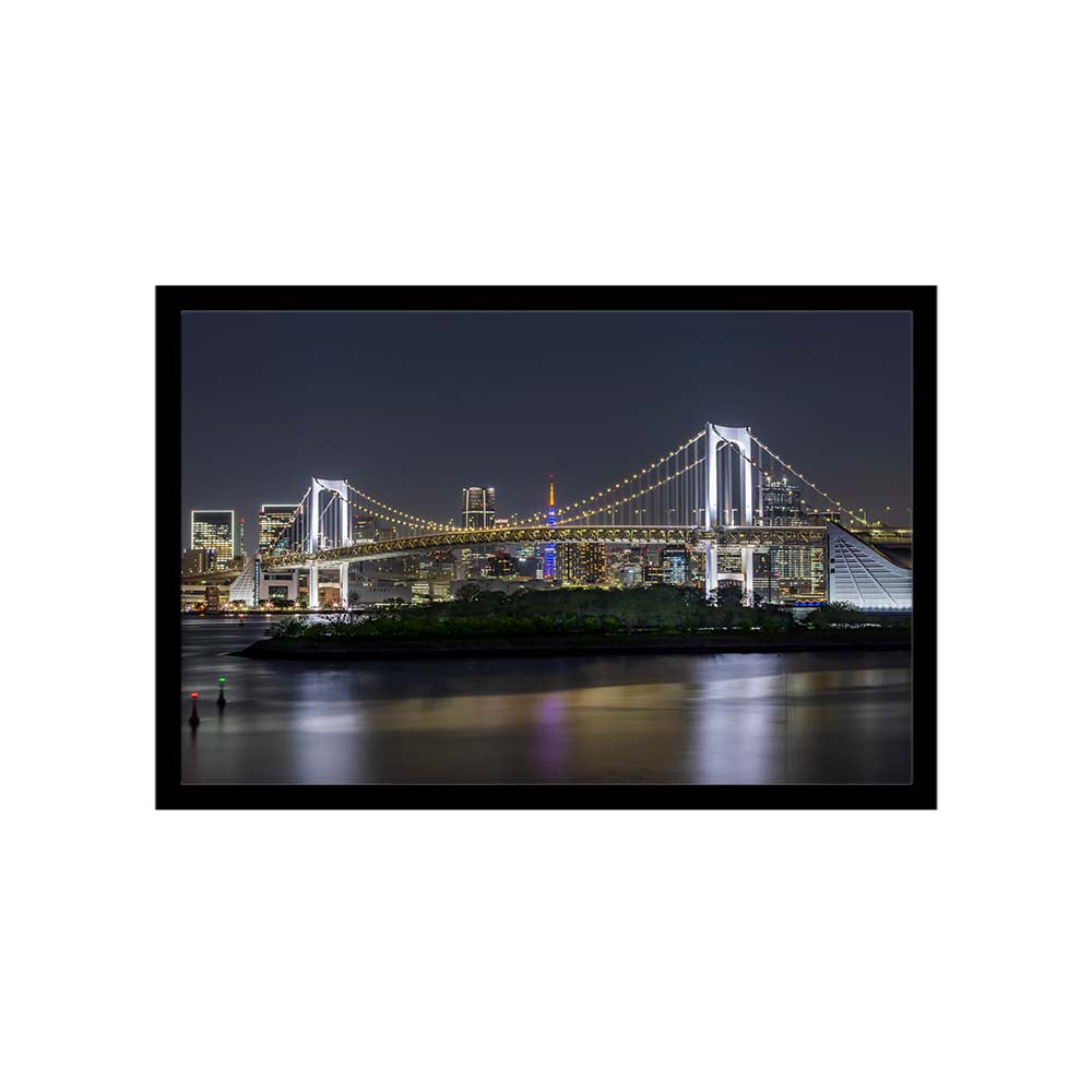 Striking Rainbow Bridge and Tokyo Skyline at night