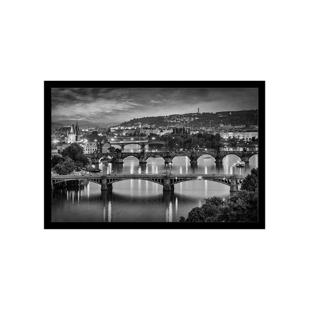 Evening view over the Vltava bridges in Prague