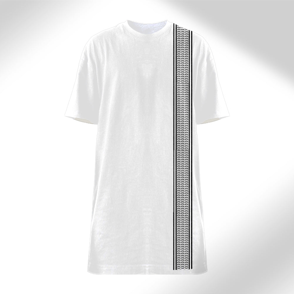 Keffiyeh - Keffiyeh Print Woman’s T-shirt Dress White