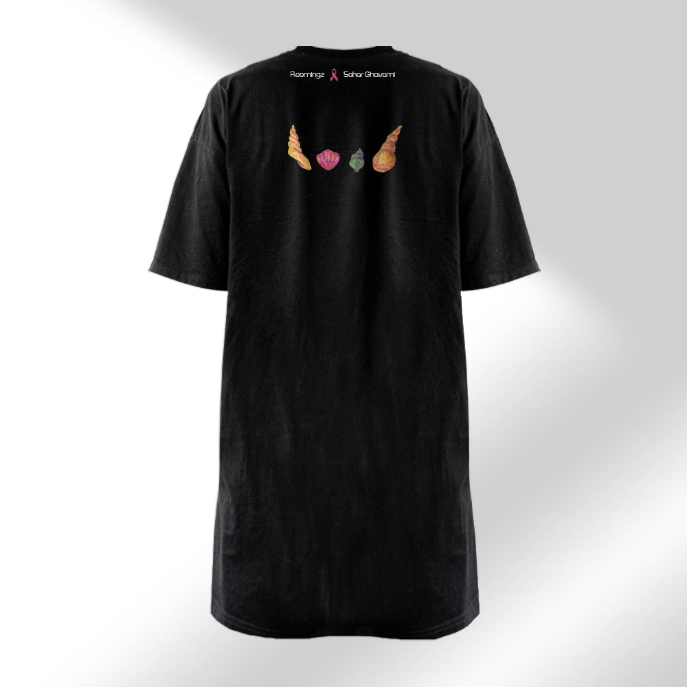 Amphibious - Women’s Black/White T-Shirt Dress with Front & Back Prints – Stylish Casual Wear