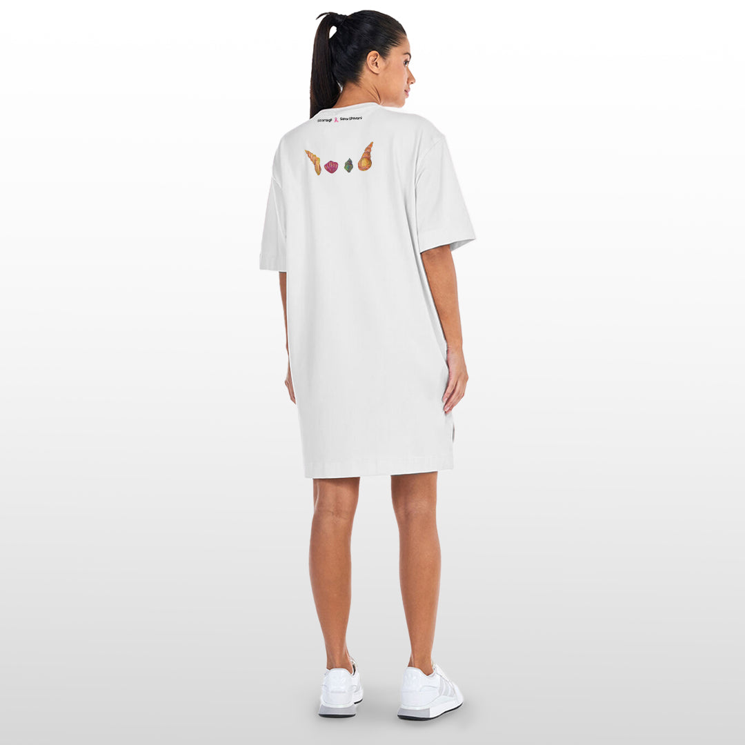 Amphibious - Women’s Black/White T-Shirt Dress with Front & Back Prints – Stylish Casual Wear