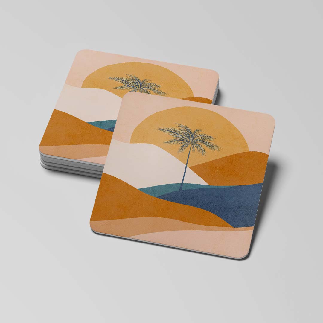 Tropical Palm Sunset - round/reactangle coaster