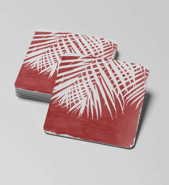 Palm Foliage on Red
