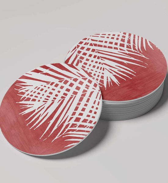 Palm Foliage on Red