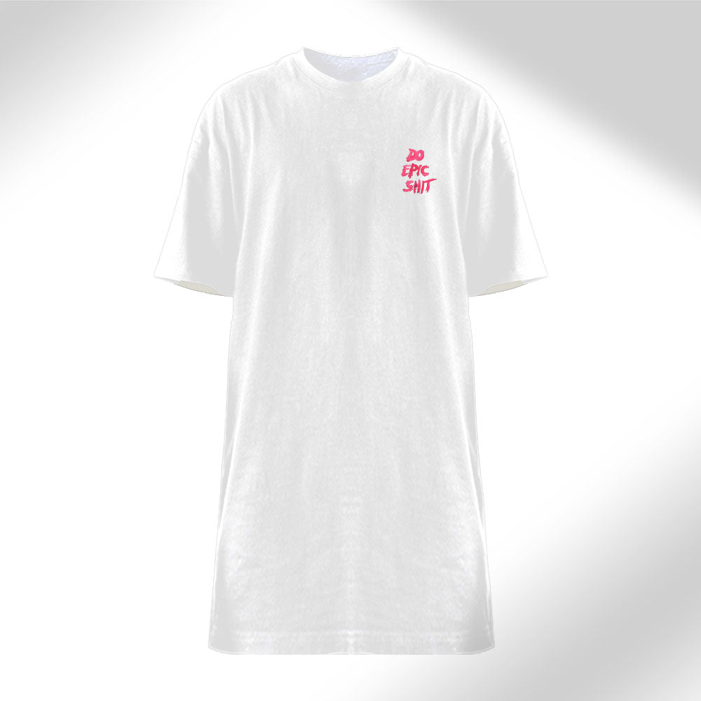 Do Epic Sh*t - Women’s White T-Shirt Dress with Embroidered Front & Printed Back Design