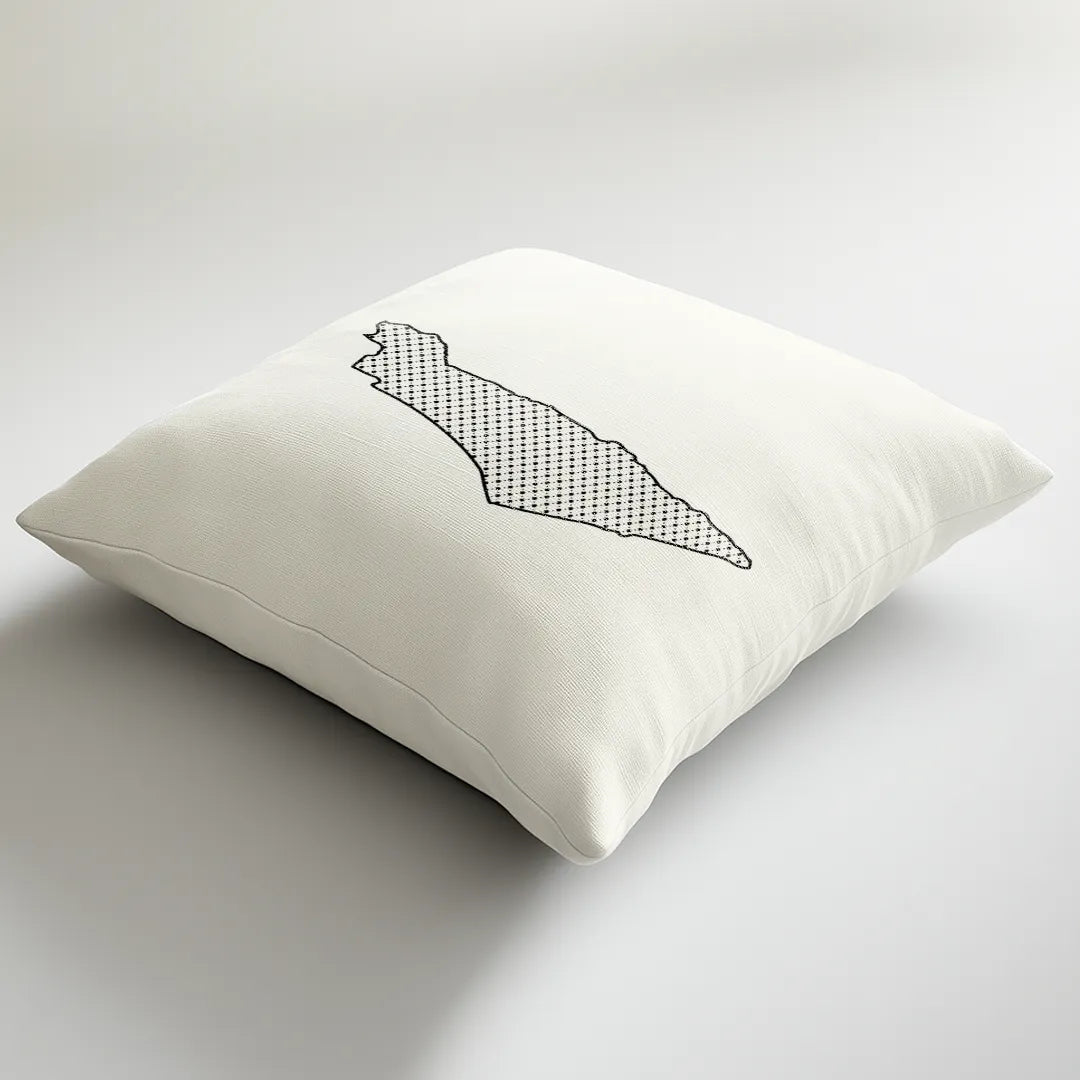 Free The Boundaries - White Cushion Cover with Outlined Palestine  Map Print