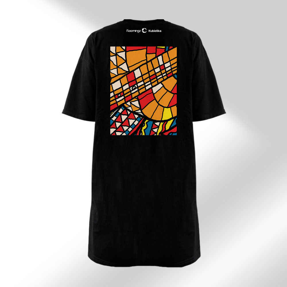 Mariachi - Women’s Black T-Shirt Dress – Mariachi Embroidery & Bold Back Graphic Print