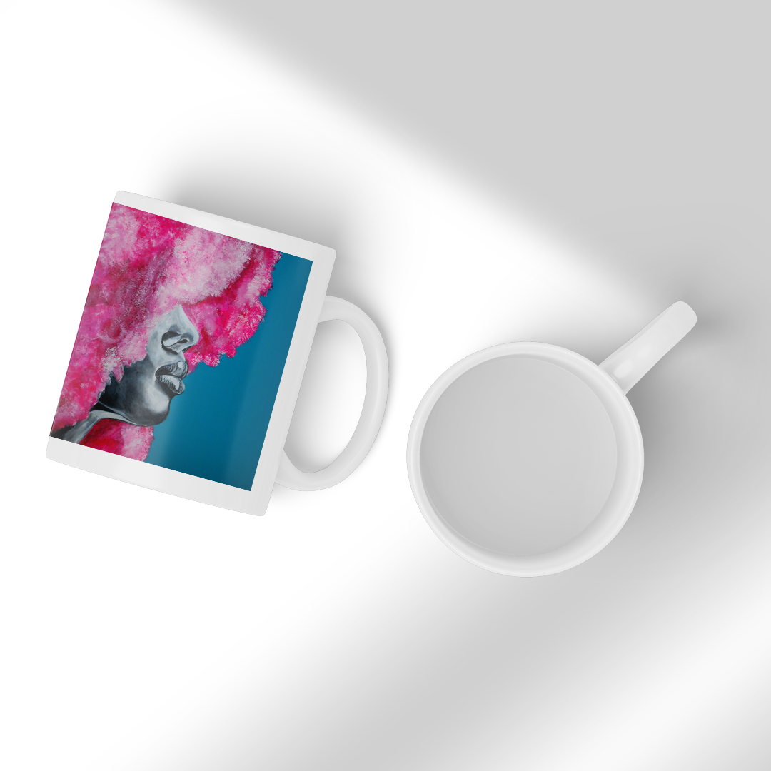 Pink Hair – pop art mug