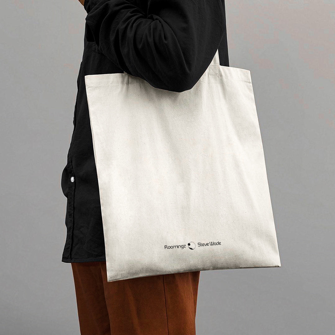 The Dark Sun Over the Mountains - Beige Canvas Tote Bag with Modern Black & White Artwork Print