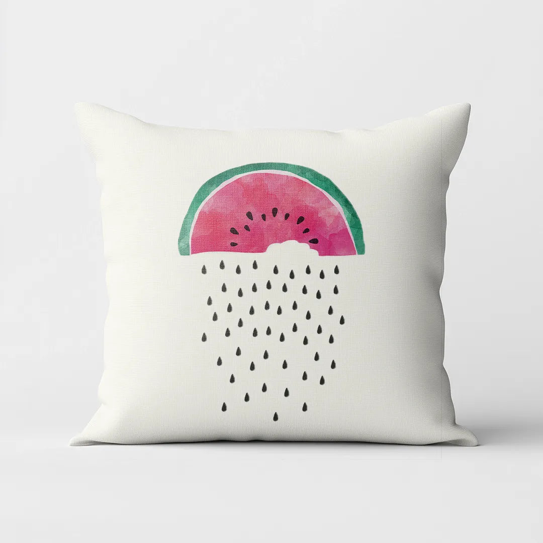 Watermelon Rain - White Cushion Cover with Watermelon Print