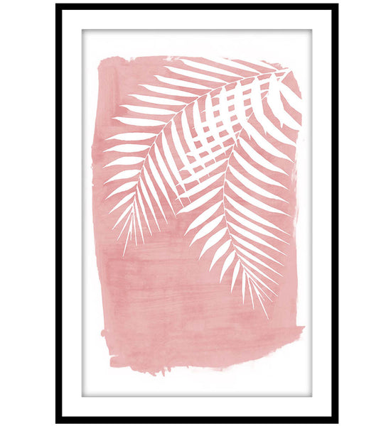 Palm Foliage On Pink